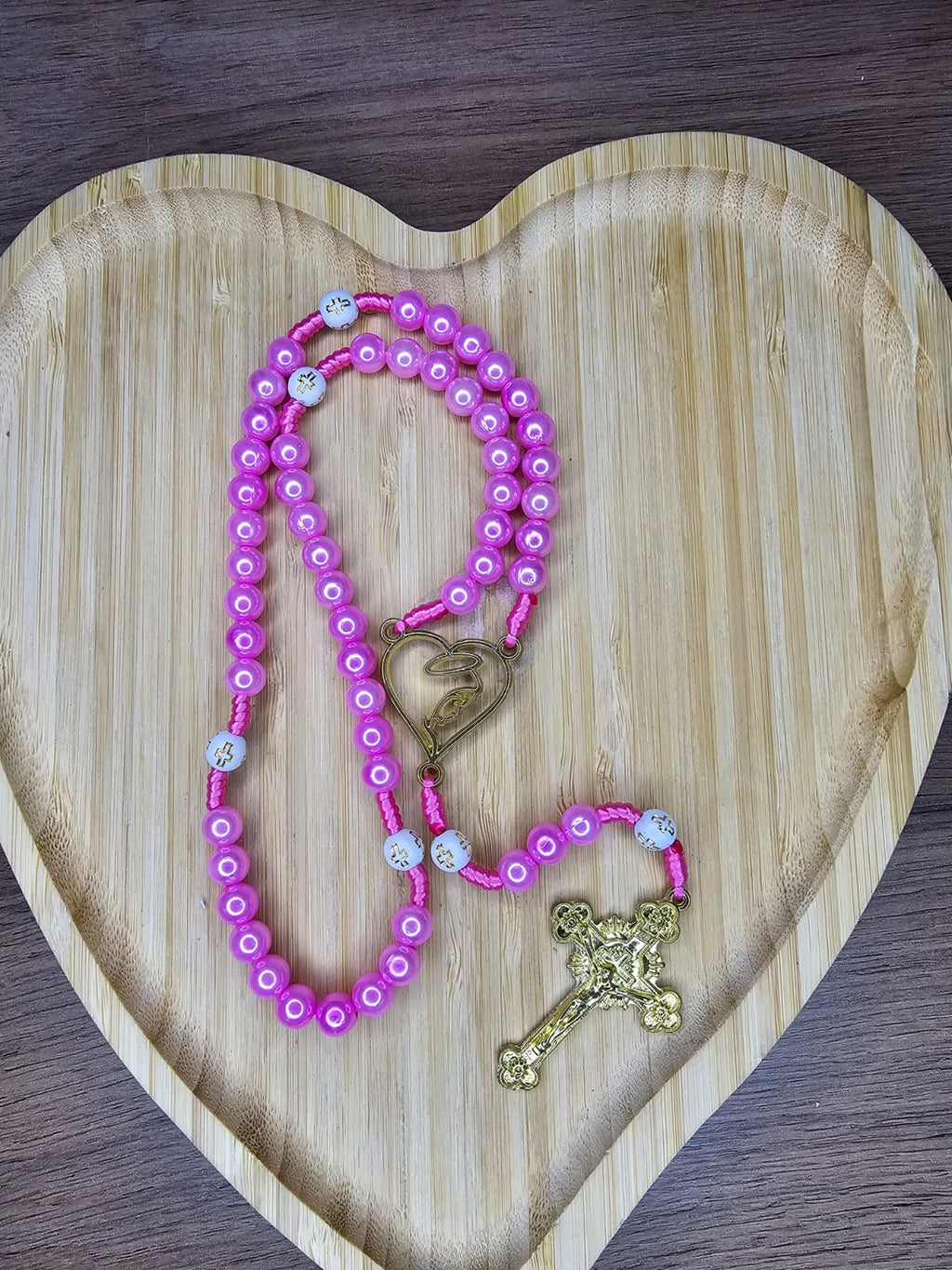 Terço Virgem do Silêncio Rosa Chiclete
