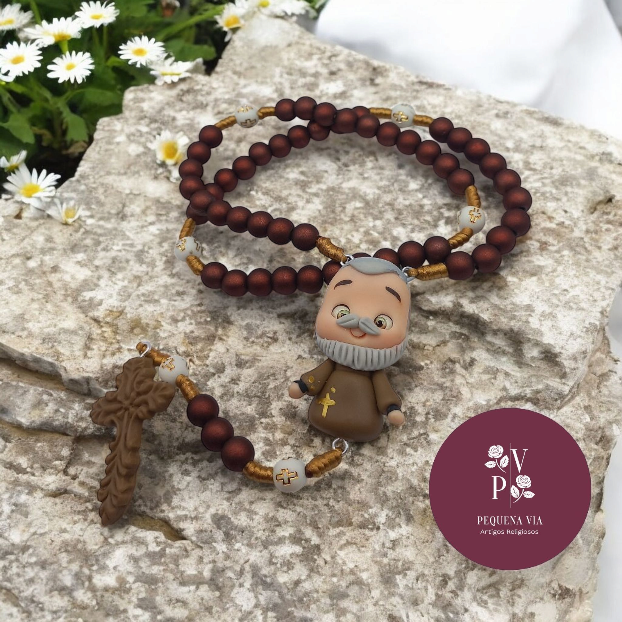 Terço Biscuit São Padre Pio