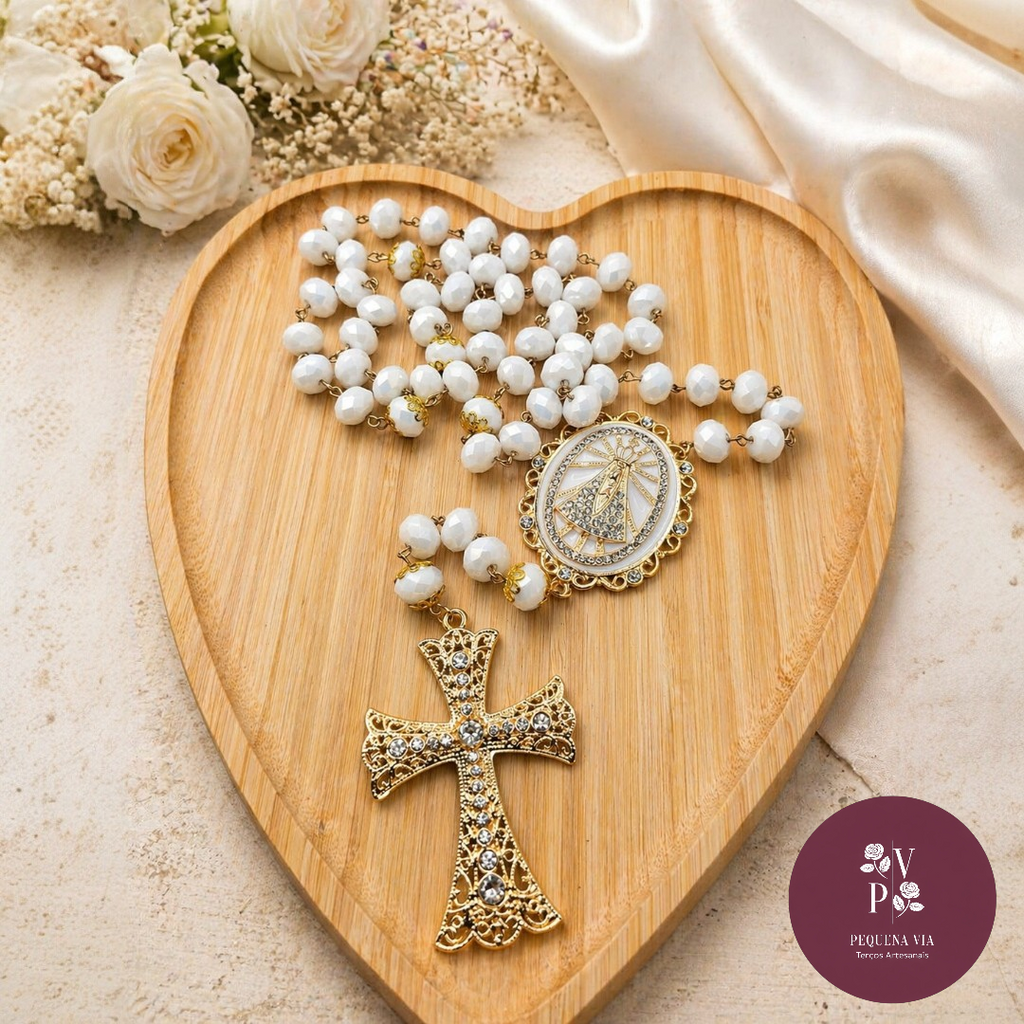 Terço de Noiva - Nossa Senhora Aparecida com Strass
