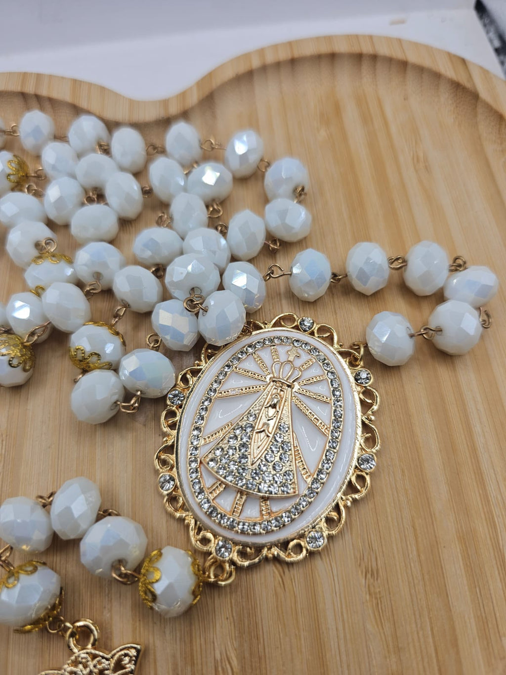 Terço de Noiva - Nossa Senhora Aparecida com Strass
