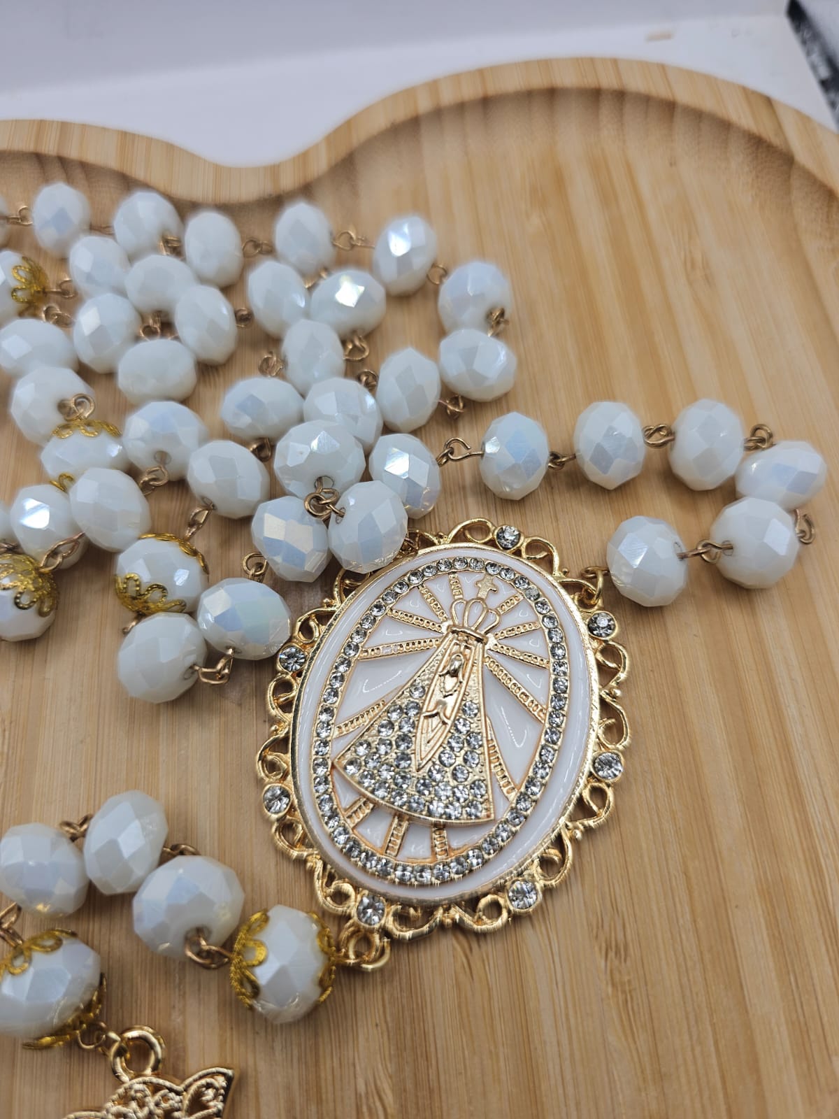 Terço de Noiva - Nossa Senhora Aparecida com Strass