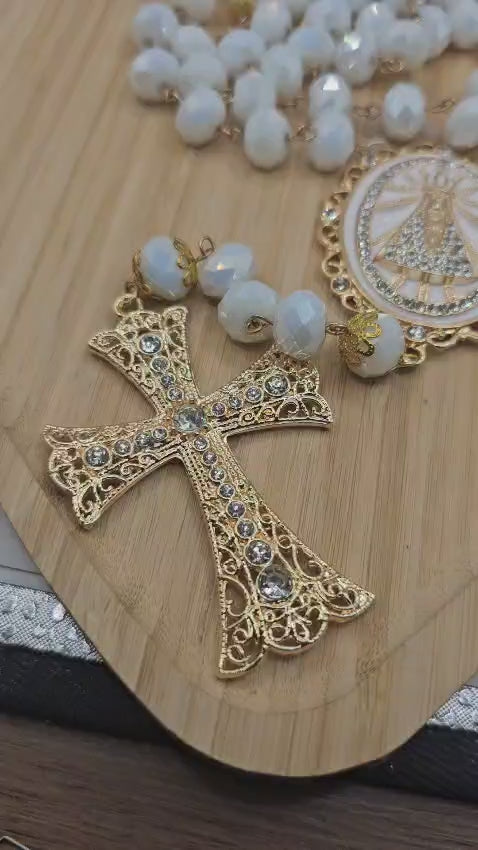 Terço de Noiva - Nossa Senhora Aparecida com Strass