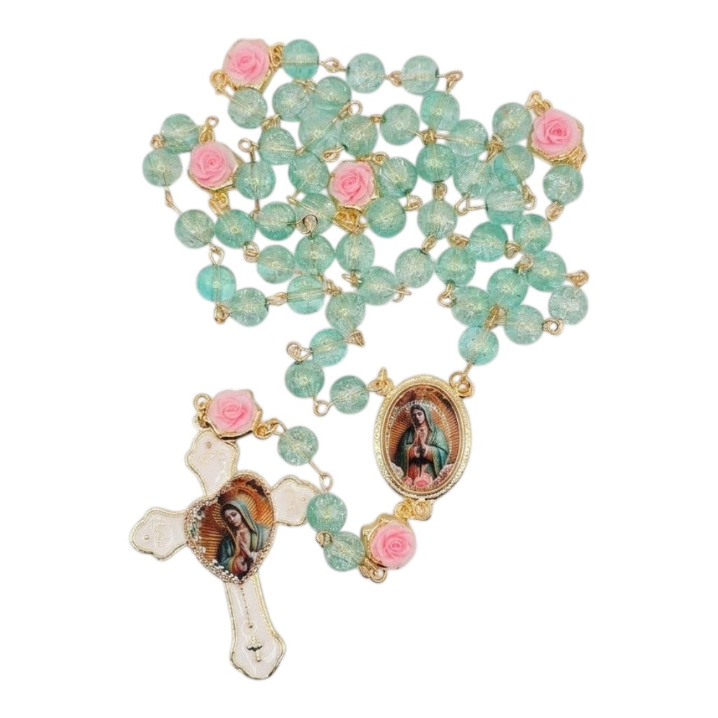 Terço Nossa Senhora de Guadalupe Contas de Vidro
